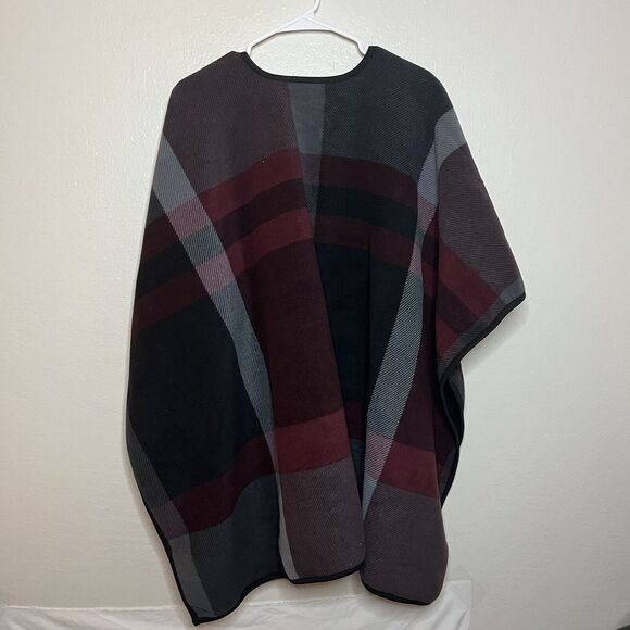 Ike Behar Plaid Fleece Wrap Open Cardigan Shawl Poncho Blanket Women One Size - Picture 6 of 7